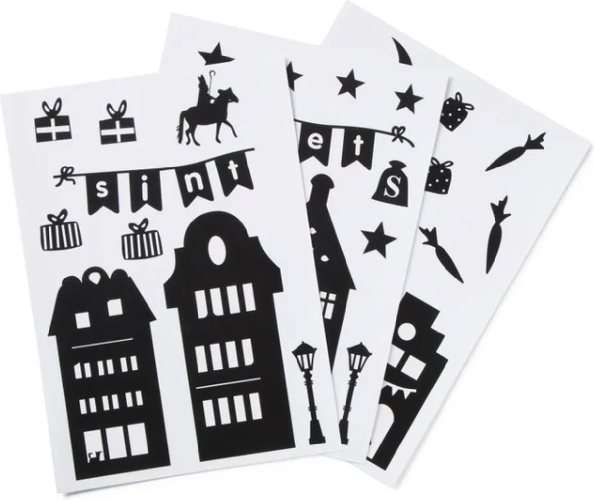 Sinterklaas Raamstickers | Sint en Piet | Zwart | Set van 3 | Raamstickers | Feestdecoratie | Sinterklaas Decoratie..